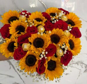 *.CORAZON ROSAS GIRASOLES Y FERREROS  #0162