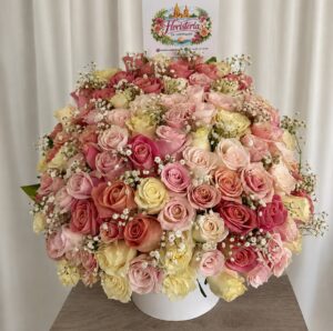 Caja Deluxe rosas de colores premium