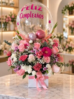 arreglo Floral cumpleaños de lujo en caja en cartagena